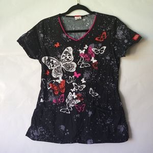 Dickies Butterfly Print Scrub Top
